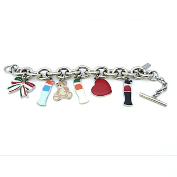 🎀Clearance🎀 VINTAGE MOSCHINO Signed silver charm bracelet 8.7" - Picture 12 of 12